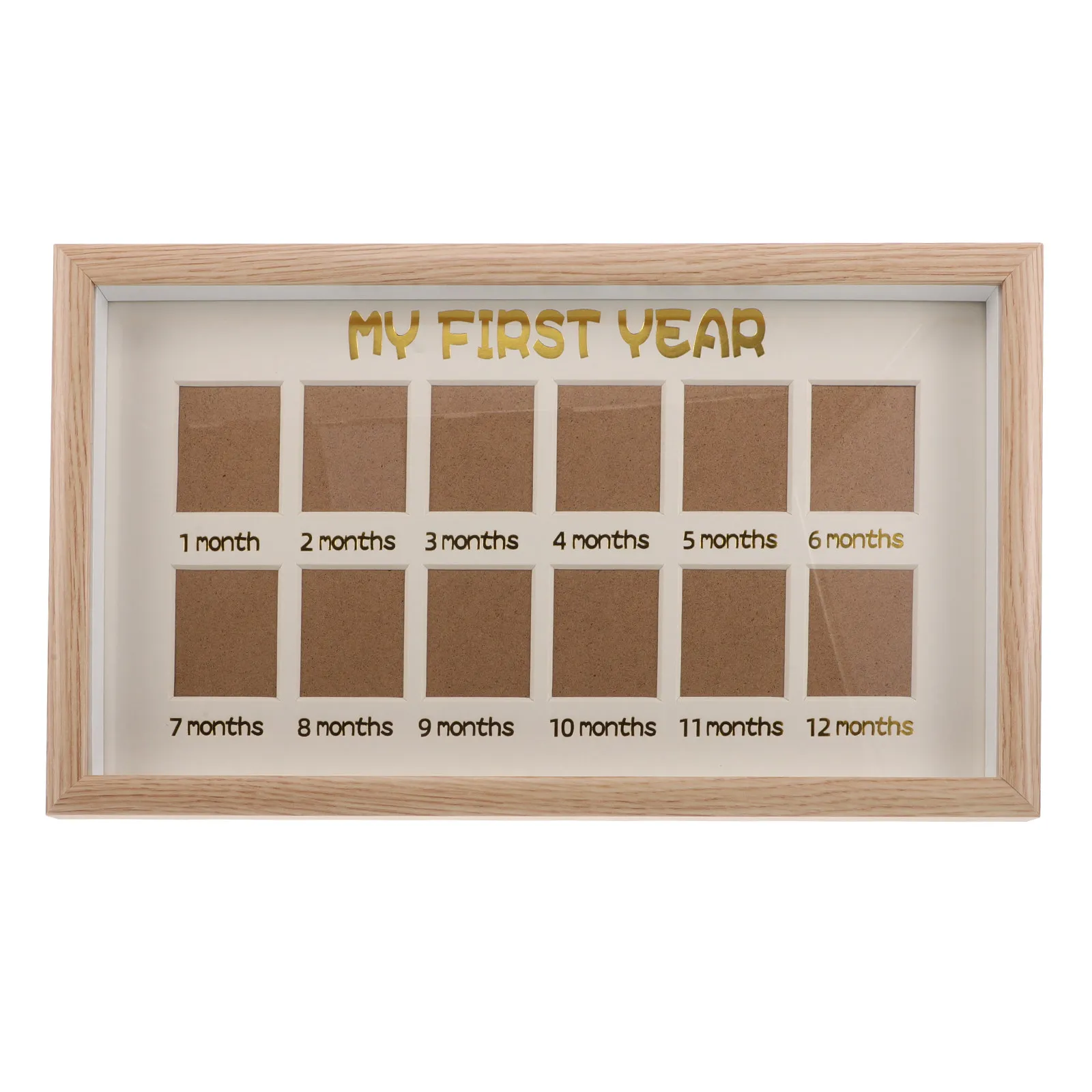 First Year Photo Frame Baby Growth Commemorative Wood Display Board 12 Month Milestone Slots Buckle System Fade