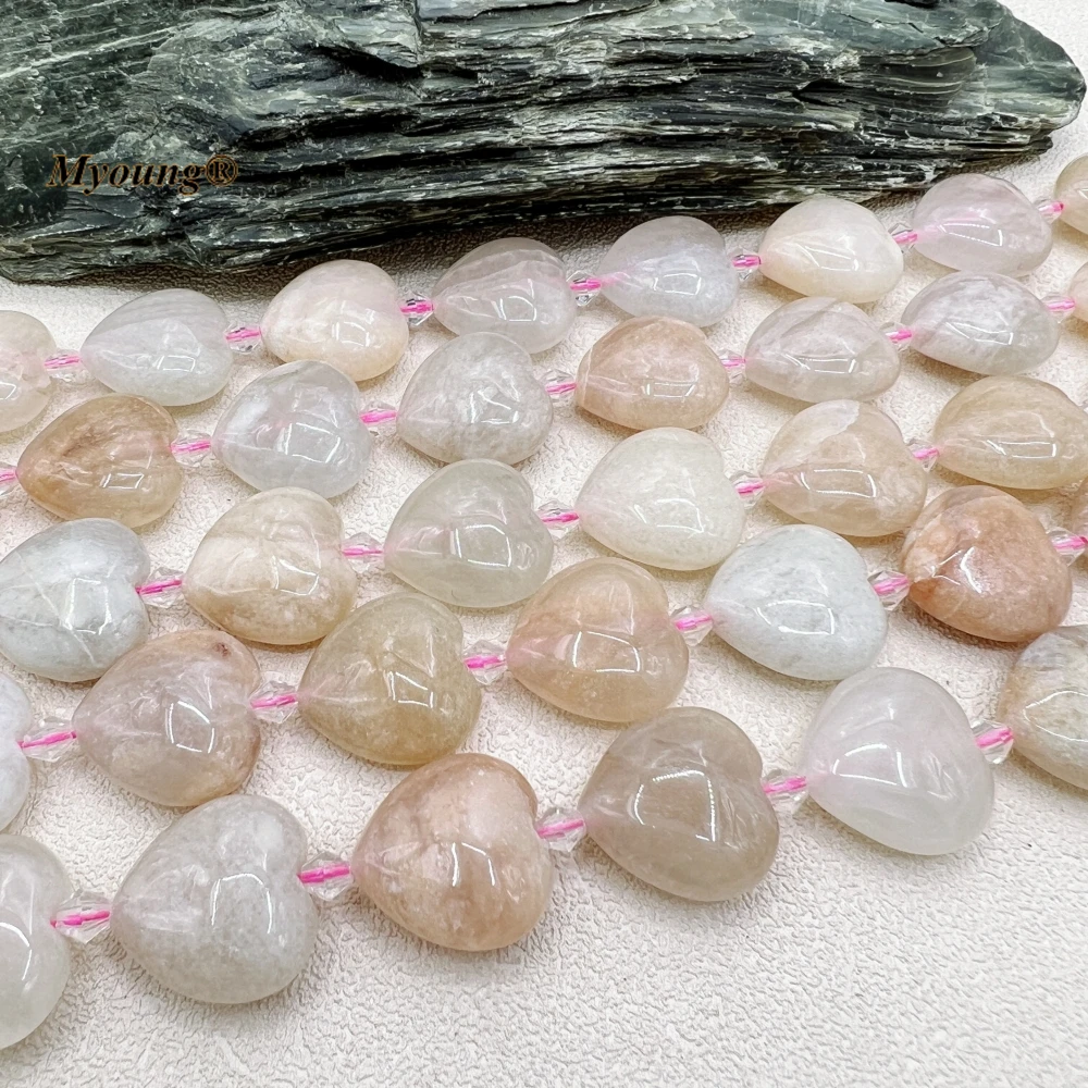 20MM 17PCS Heart Shape Natural Sakura Quartz Cherry Agates Space Beads For DIY Jewelry Making MY230671