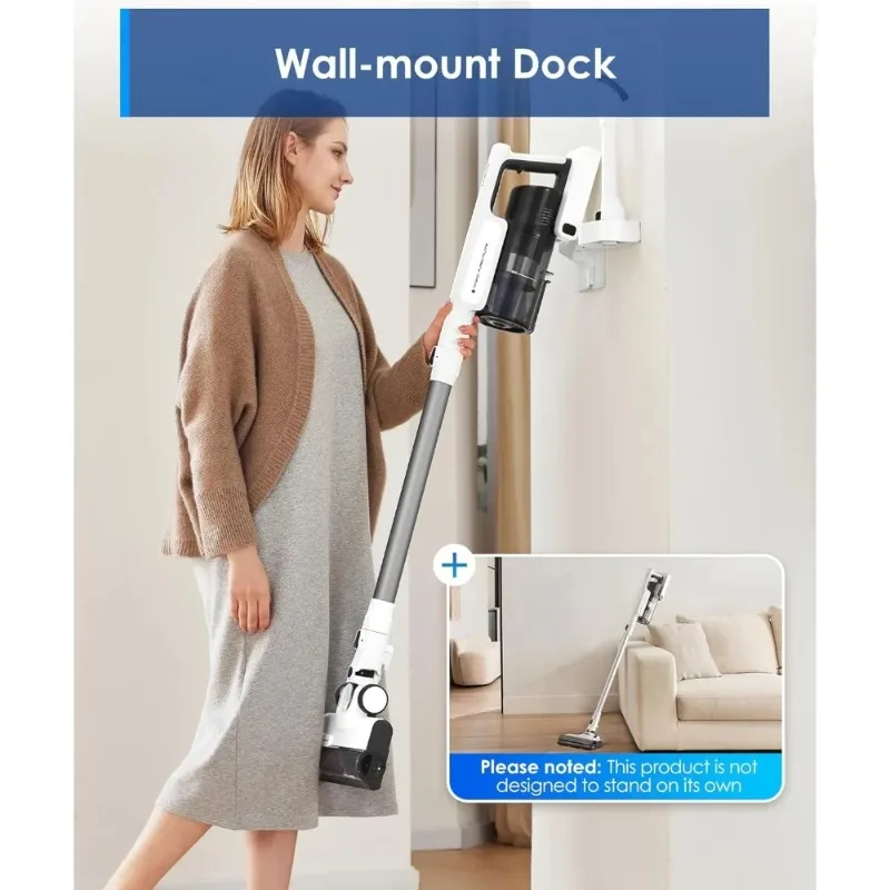 A20 Cordless Stick Vacuum Cleaner, Powerful Suction, 3 Modes for Multi-Level Messes, 1L Larger Dustbin, Ergonomic Dual-Handle D