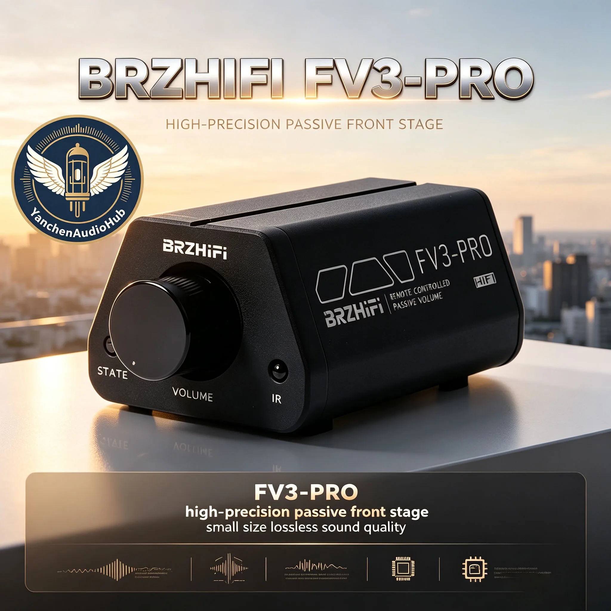CHN 2027 new BRZHIFI FV3-PRO high-precision passive front-stage remote control volume control rear-stage active speaker