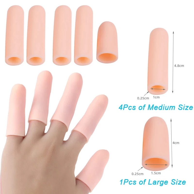 Pexmen 5Pcs/Bag Finger Cots Protectors Waterproof Finger Gloves Brace Sleeves for Hands Cracking Eczema Blister and Corns