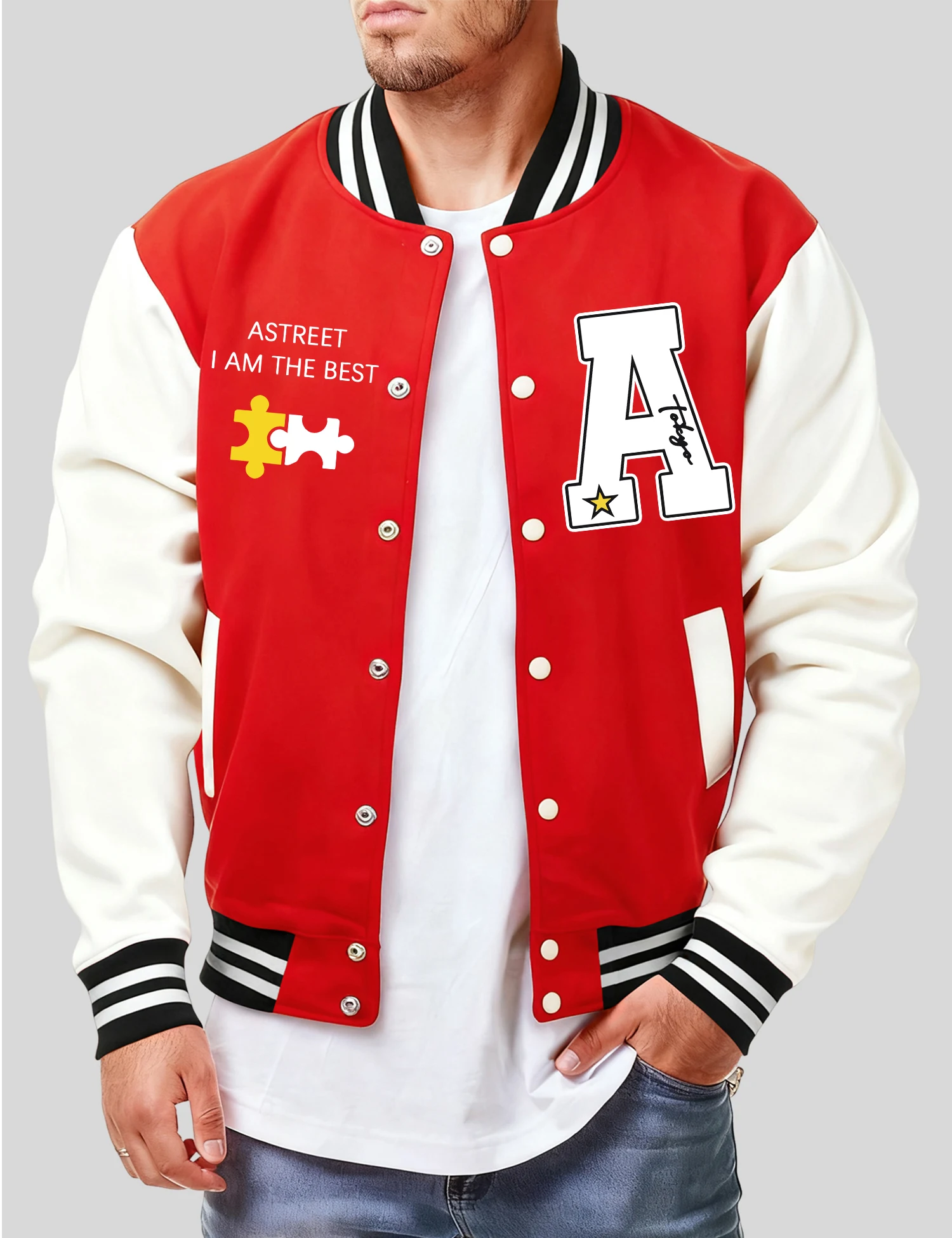 

Usa I Am The Best Print Jacket For Man Fashion Fleece Baseball Jersey Autumn Soft Streetwear Unisex Hip Hop Casual Clothing