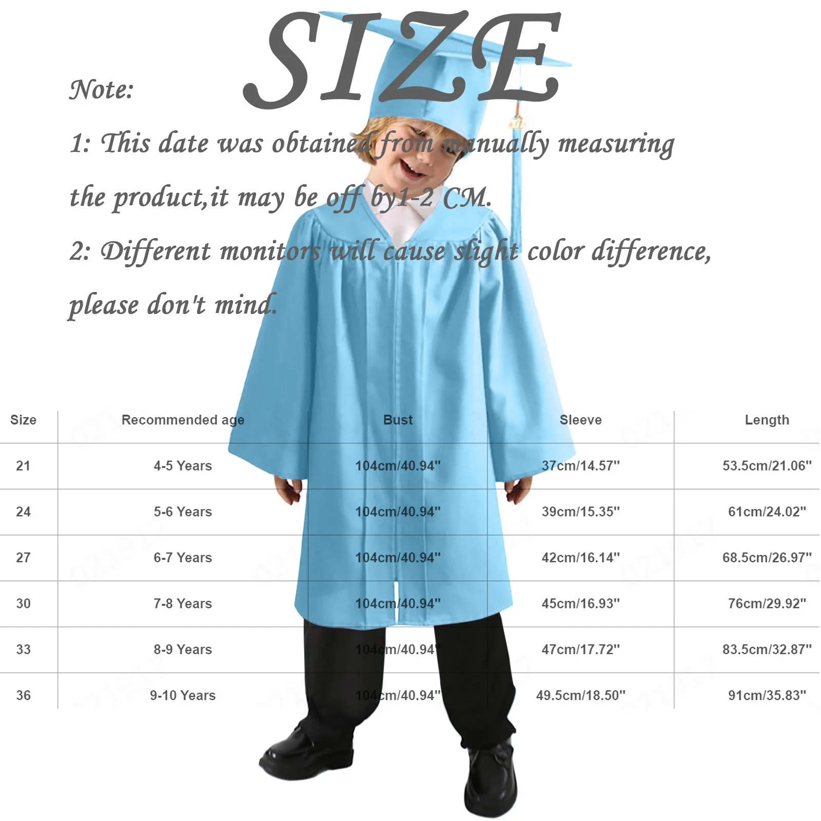 Kids Primary School Graduation Costume Kindergarten Bachelor Gown Academinc Uniform Boy Gilr Photography Robe Hat Set