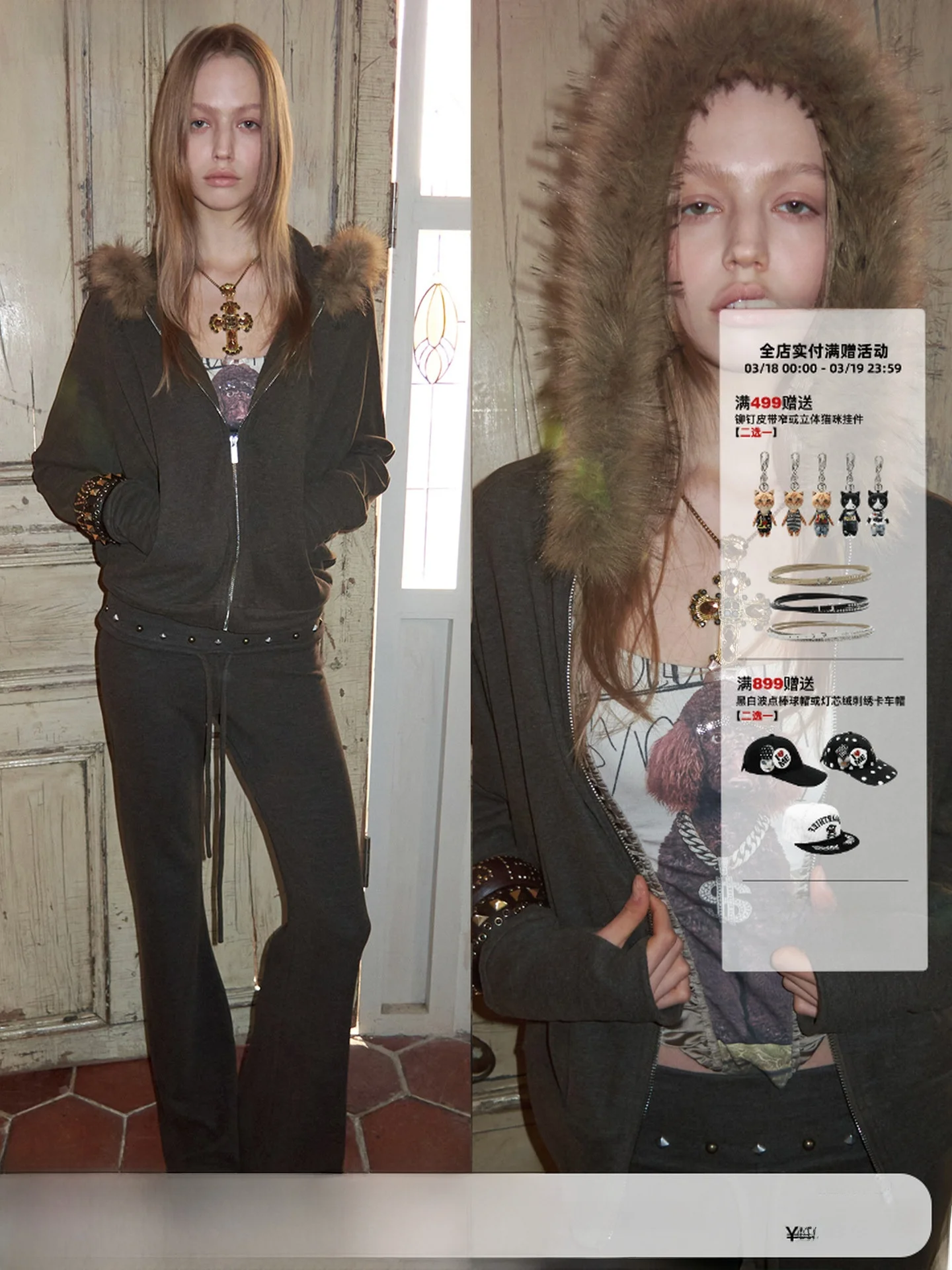 

American Sle Ripped Rivet Hooded Batwing Sve Long Pants Set Women Casual Loose Fit Zipper Closure Spring Faion Outfit