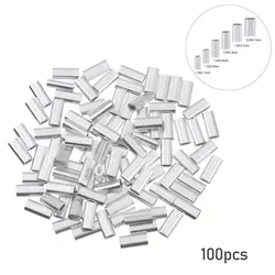 Aluminum Fishing Crimp Sleeves 100pcs/lot Double Oval Fishing Line Crimping Tube Wire Crimp Connector Accessories 1.0-2.0mm