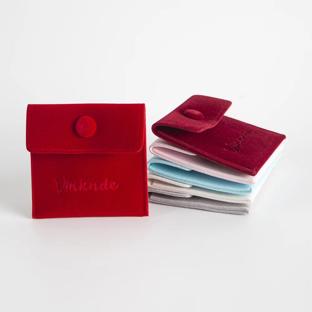 

100Pcs New Luxury Double Velvet Pouch for Jewelry Personalized Small Envelope Snap Bag for Earrings Necklace Gift Dust Packing