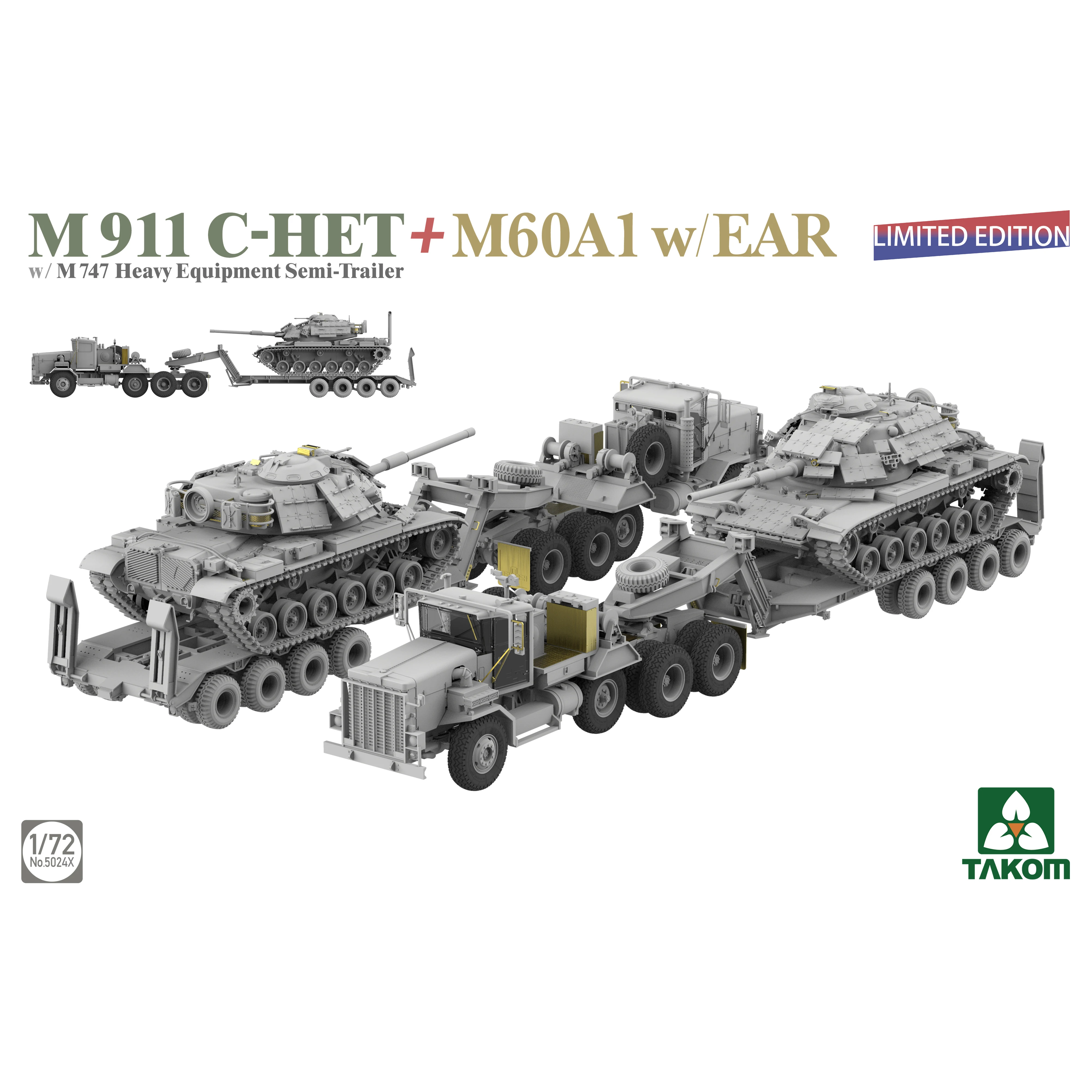 TAKOM 5024X 1/72 M911 C-HET Panzerplatte Transporter + M60A1 Panzer, Militär-Montagemodellbausatz DIY-Spielzeug, Sammlungsgeschenk