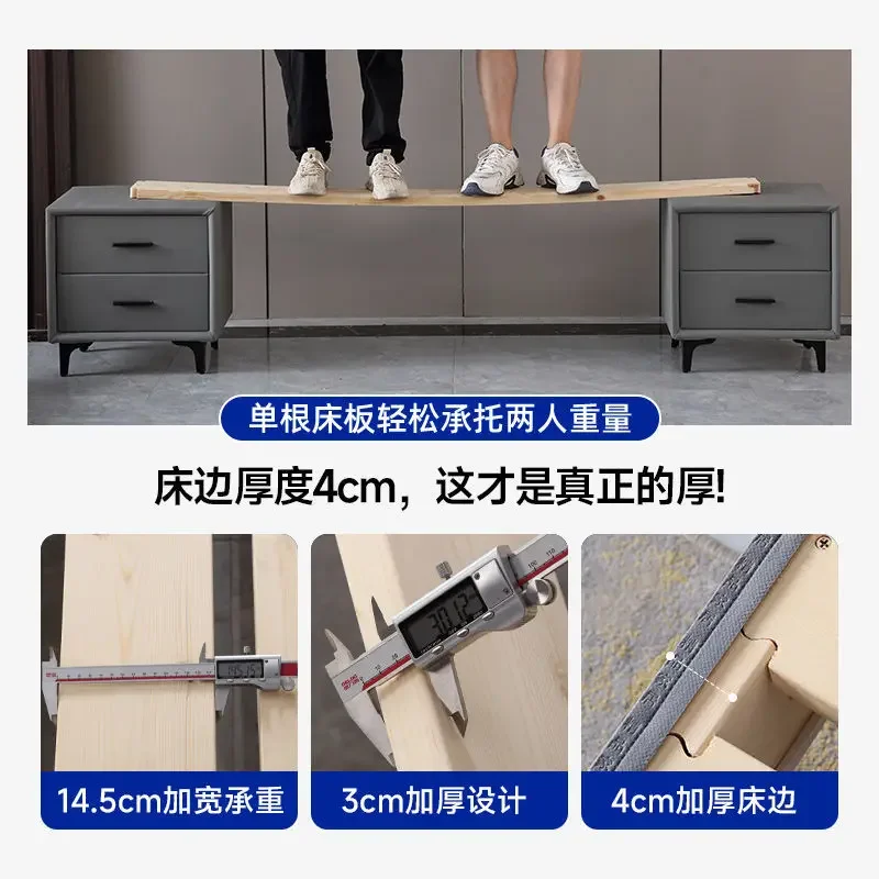 Modern simple master bedroom Small apartment shelf bed No back flush edge No bedside Rental room Tatami bed