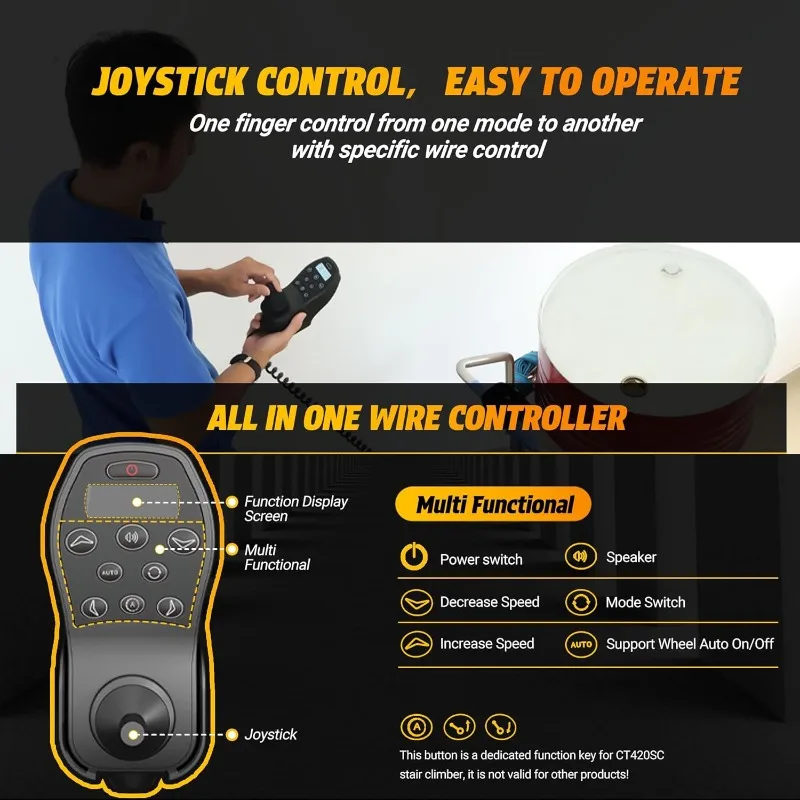 شاحنة يدوية لتسلق السلالم شديدة التحمل، دوللي زاحف بوزن 683 رطل مع تحكم في عصا التحكم، مسار مدعوم لسهولة النقل #4