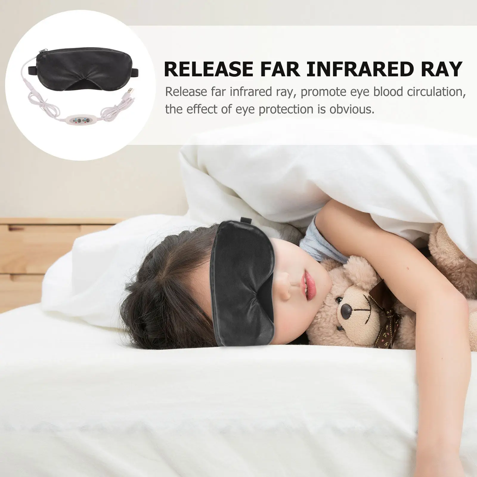 

1 шт. Перезаряжаемая USB-маска для глаз с подогревом, интеллектуальным контролем температуры для снятия темных кругов, мешков под глазами и усталости