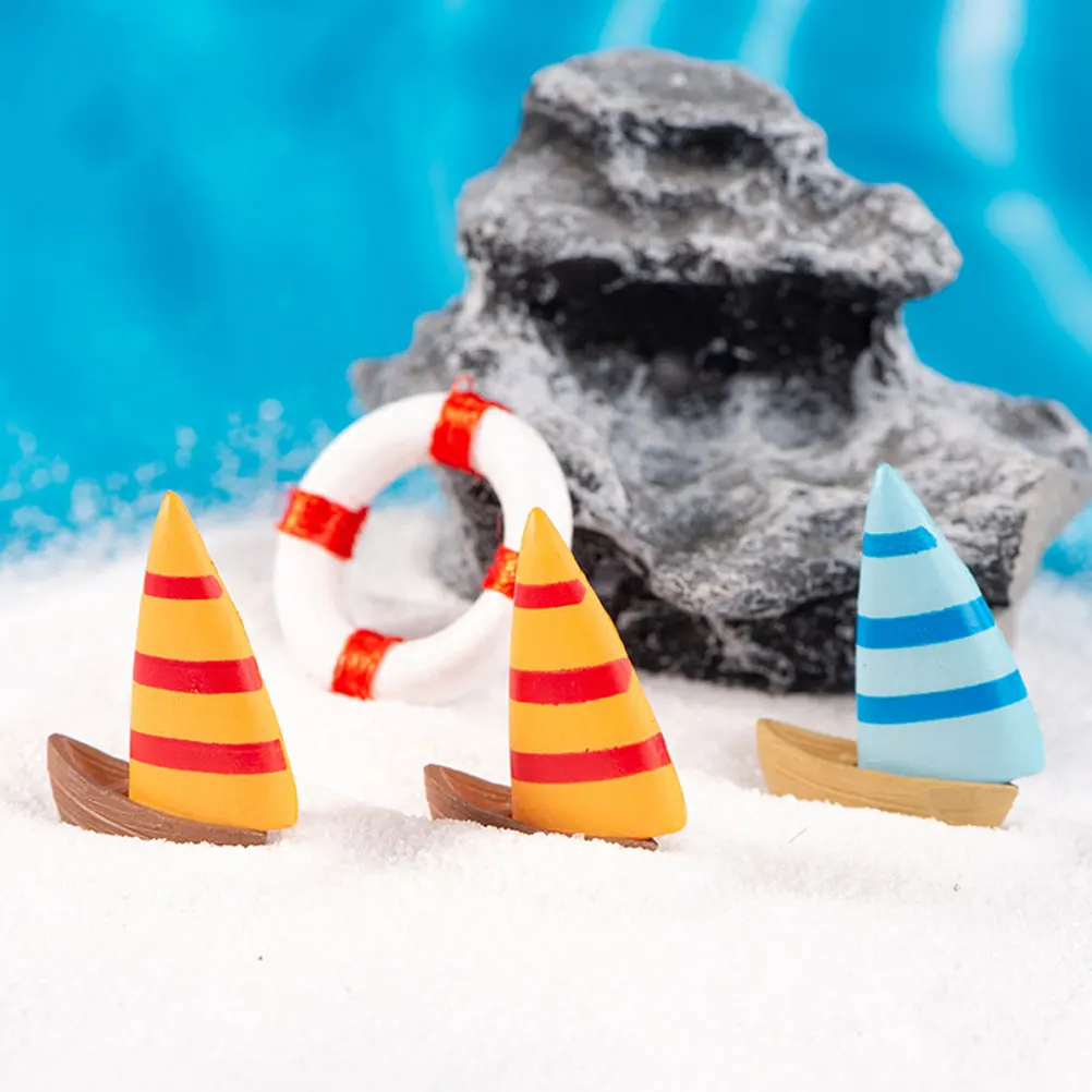 

10 Pcs Decorate Sailing Ship Decorative Ornaments Coastal Pvc Tabletop Miniature Sailboat