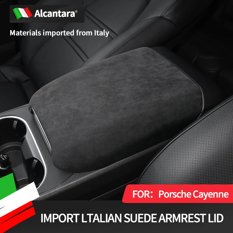 for 18-22 Porsche Cayenne armrest box cover deerskin car interior Alcantara material high-end modification accessories