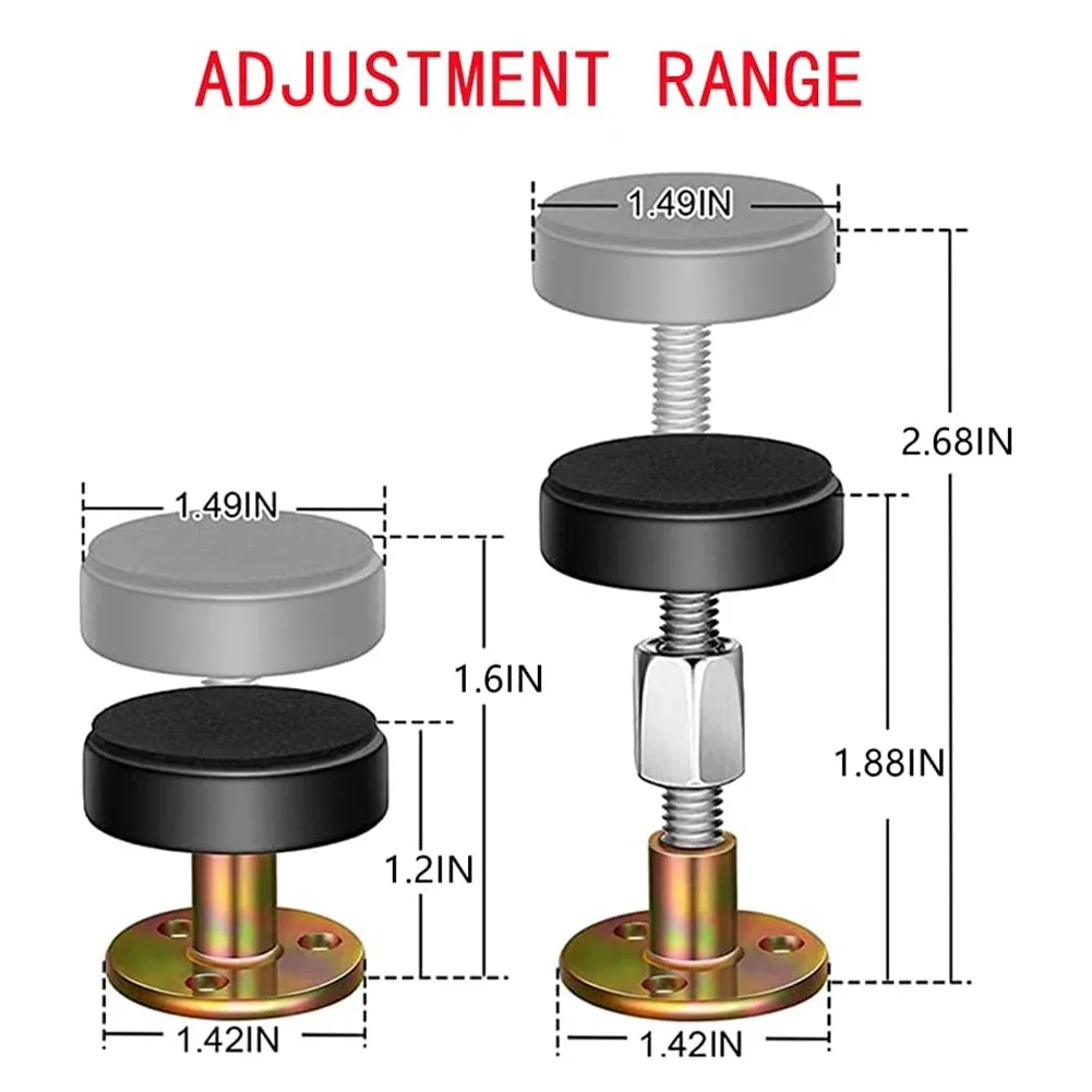 4Pack Adjustable Threaded Bed Frame Anti-Shake Tool Headboard Stoppers Bedside Support Hardware Fasteners Beds Anti Shake Tools