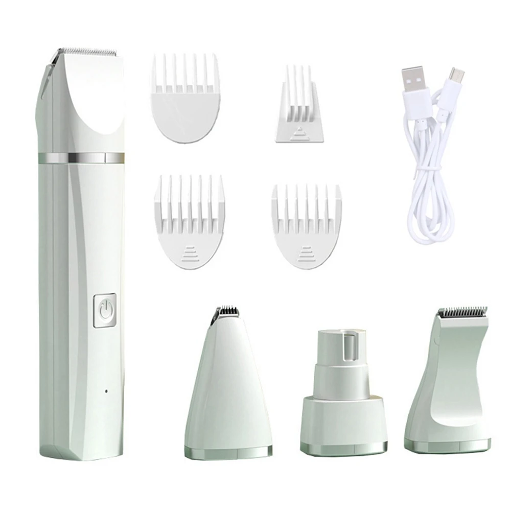 4 in 1 Pet Electric Hair Clipper with 4 Blades Grooming Trimmer Nail Grinder Professional Recharge Haircut For Dogs Cat