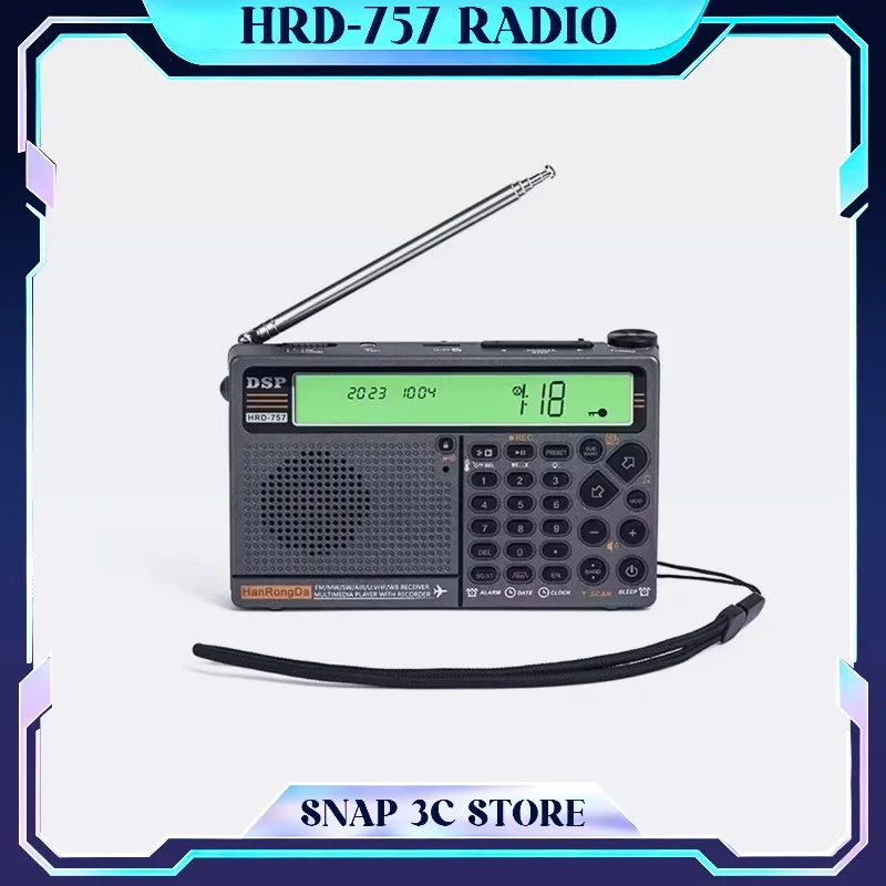 

Hanrongda Hrd-757 Radio Fm All-Band Custom Radio Fm Two Ips Screen With Card Aux In Plays Emergency Receiver