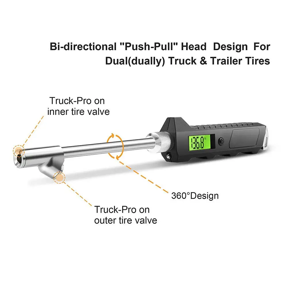 Digital Tire Pressure Gauge 200 PSI Stainless Steel For Truck Car LCD Flashlight Vehicle Tester