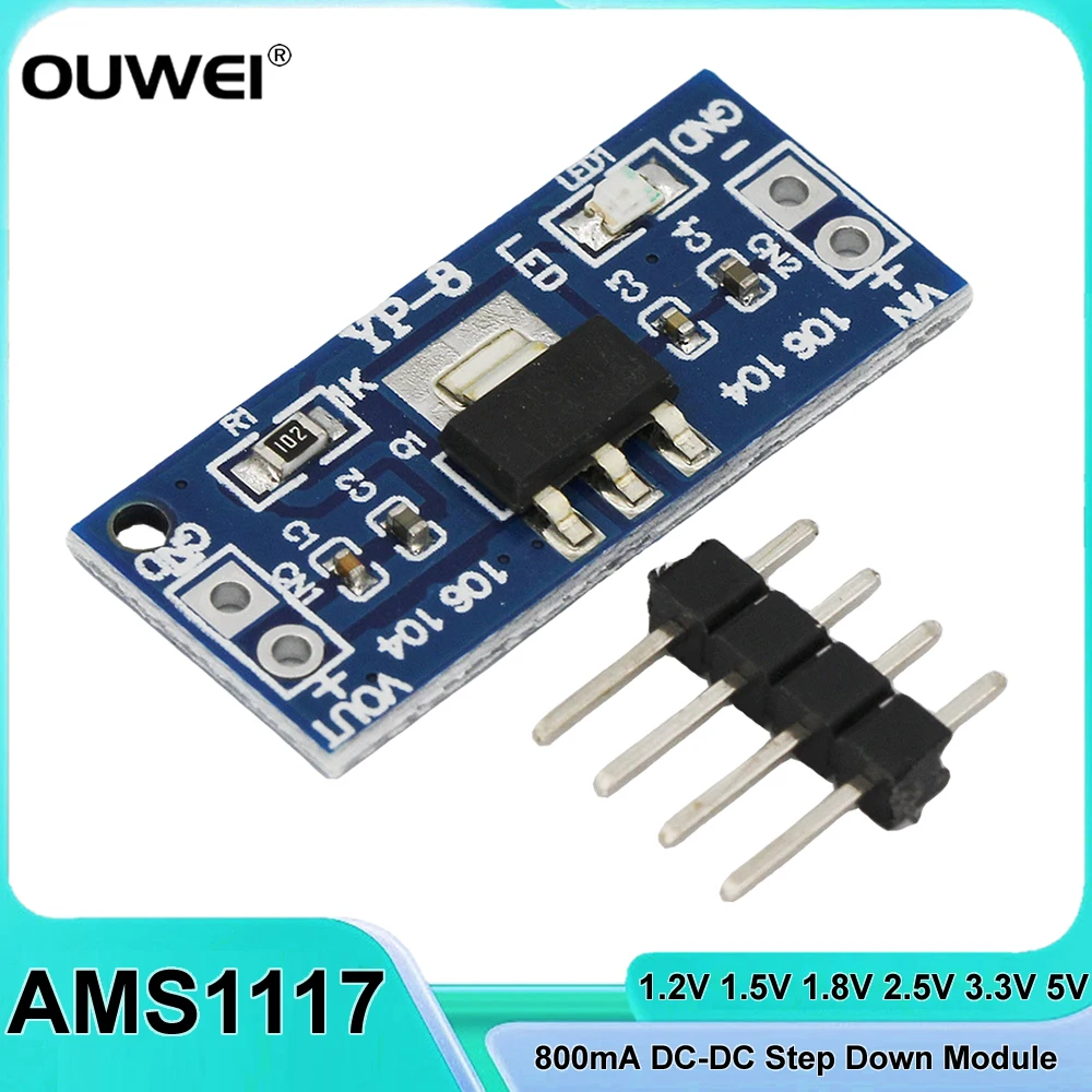 AMS1117 1.2V 1.5V 1.8V 2.5V 3.3V 5V DC-DC Step Down Power Supply Regulator Module for Arduino Bluetooth Raspberry Pi Board