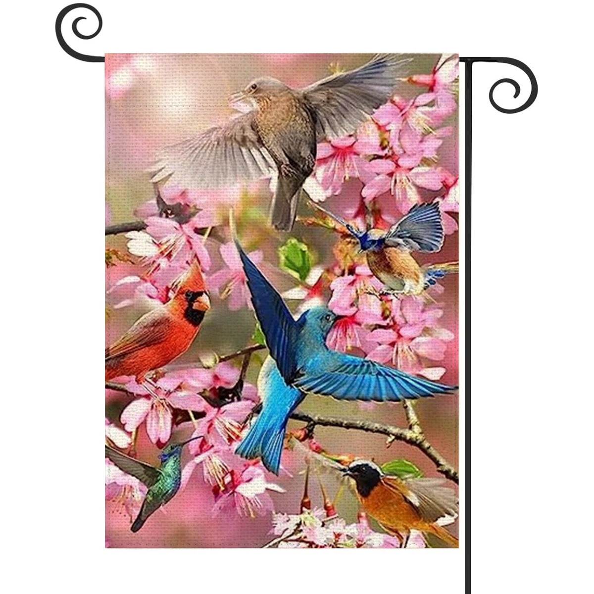 

1PC Many birds Pattern Linen Cotton Garden Flag Banner Indoor Outdoor Home Garden Hanging Decor