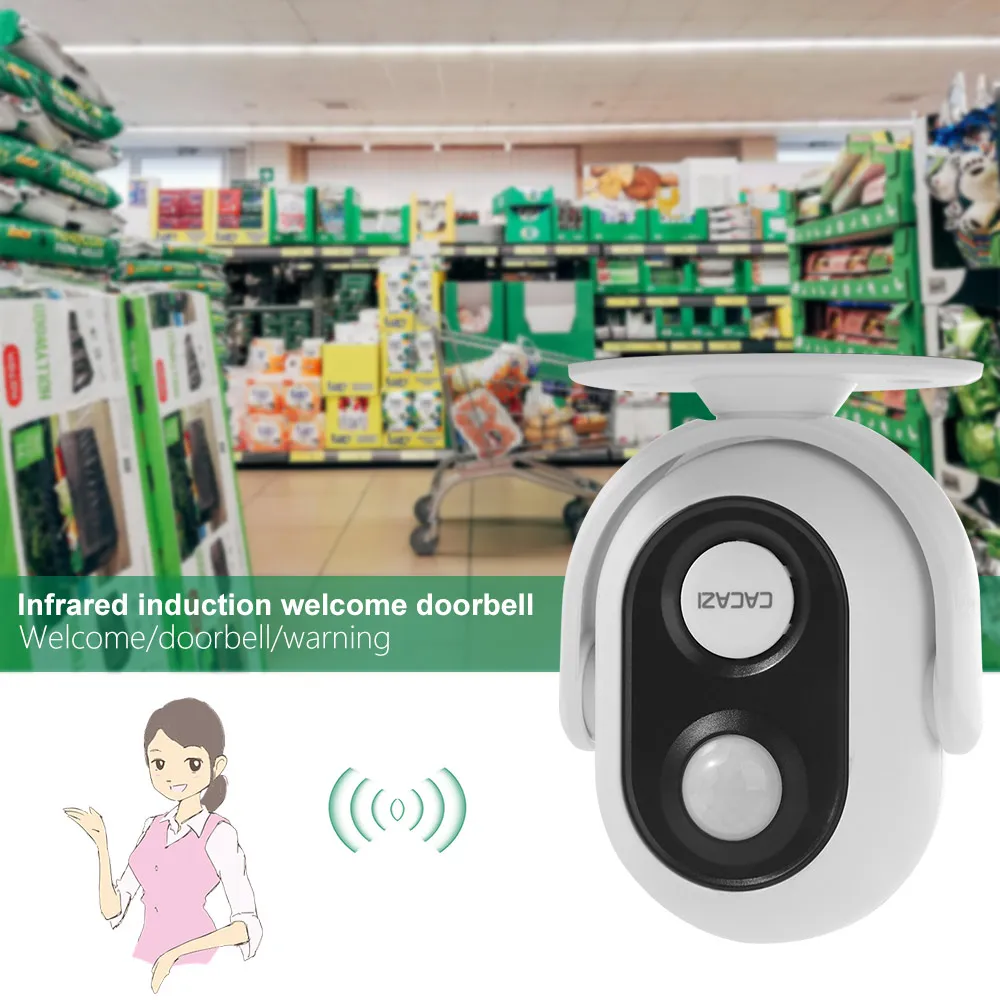 

With 360 Degree Rotation Electronic Door Sensor Chime Motion Anti-theft Welcome Sensors Waterproof Multi Language