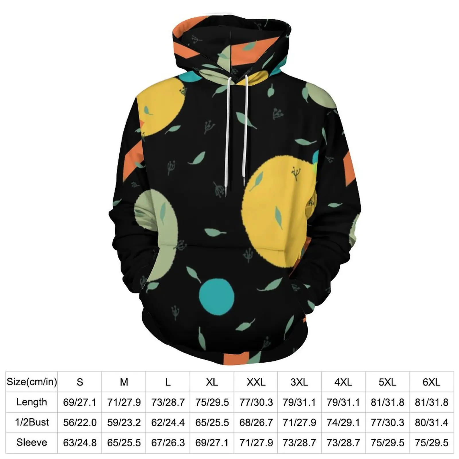 Retro Nordic Hoodies Leaves Circles Print Harajuku Casual Pullover Hoodie Long-Sleeve Aesthetic Graphic Sweatshirts Big Size 6XL