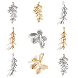 2pcs Gold Plated 3d Leaf Charms Copper Pendant For Diy Earrings Necklace High Quality Exquisite Charms Jewelry Accessories