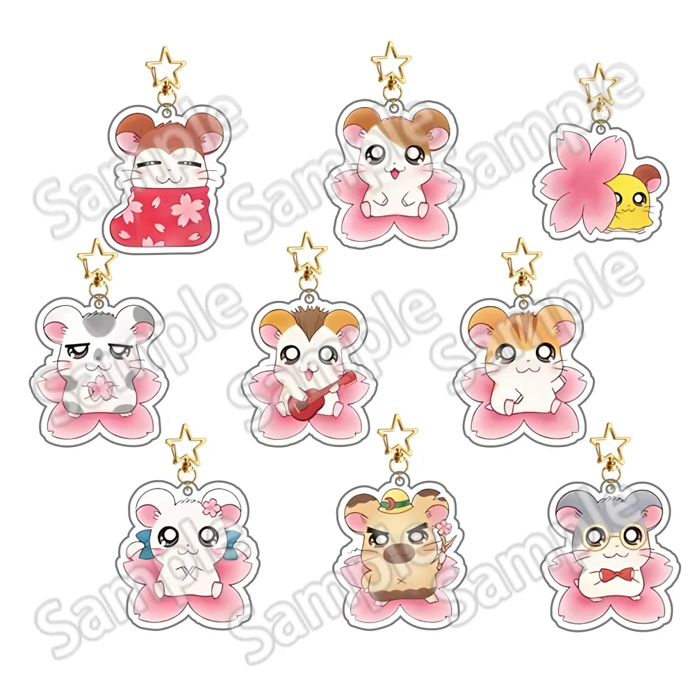 Llavero acrílico de anime Hamtaro de 6 cm, figura de hámster linda, decoración de escritorio, colección, regalo para fans
