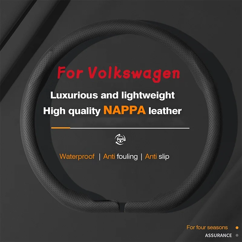 

8DNappa leather Car Steering Wheel Cover For Volkswagen VW ID3 ID4 ID5 ID6 MK7 MK8 2021-2025 Non-Slip Washable Auto Accessories