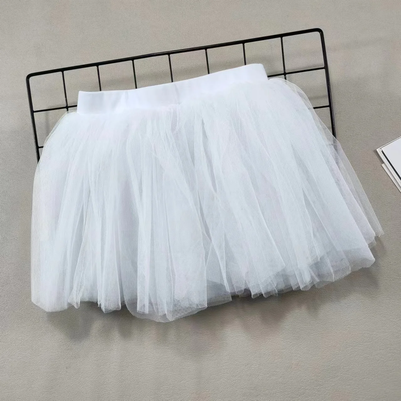 Girl\'s Skirt Tutu Skirt Pink Children\'s Fluffy 4-layer Soft Yarn Sheer Skirt White Elastic Ballet Fan Performance Skirt