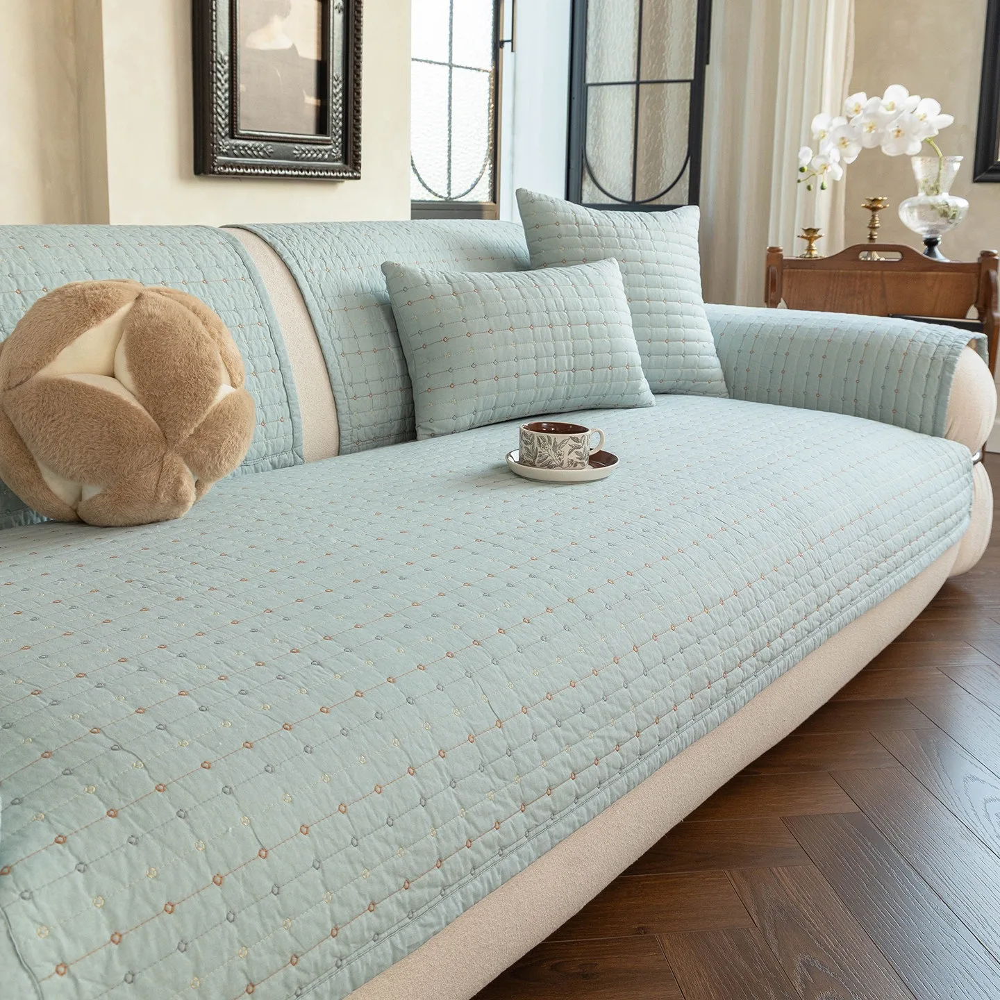 Soft Chenille Sofa Cushions Non-Slip Seat Covers Living Room Decor Woven Texture Warm Home Textiles Furniture Pads Couch Cover