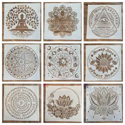 30 * 30 cm mandala diy do malowania szablonów wytłoczony album fotograficzny wytłaczany papierowy kartka na ścianie z drewna posąg drzewa życia Buddy