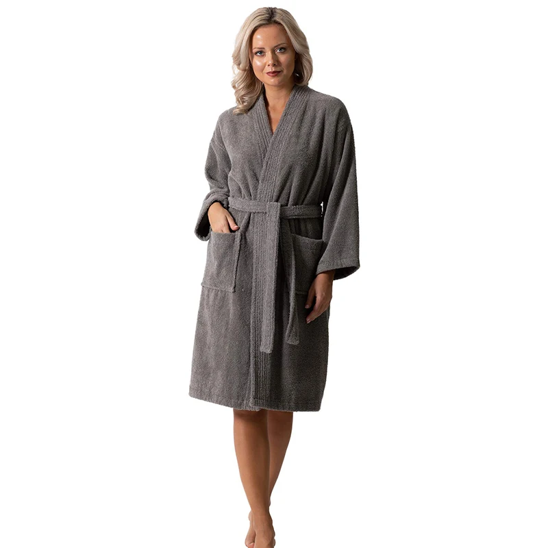 

Winter Women's Terry Bathrobe Absorb Water V Neck Ladies Dressing Gown With Sashes Homewear Cotton Kimono For Female 2024