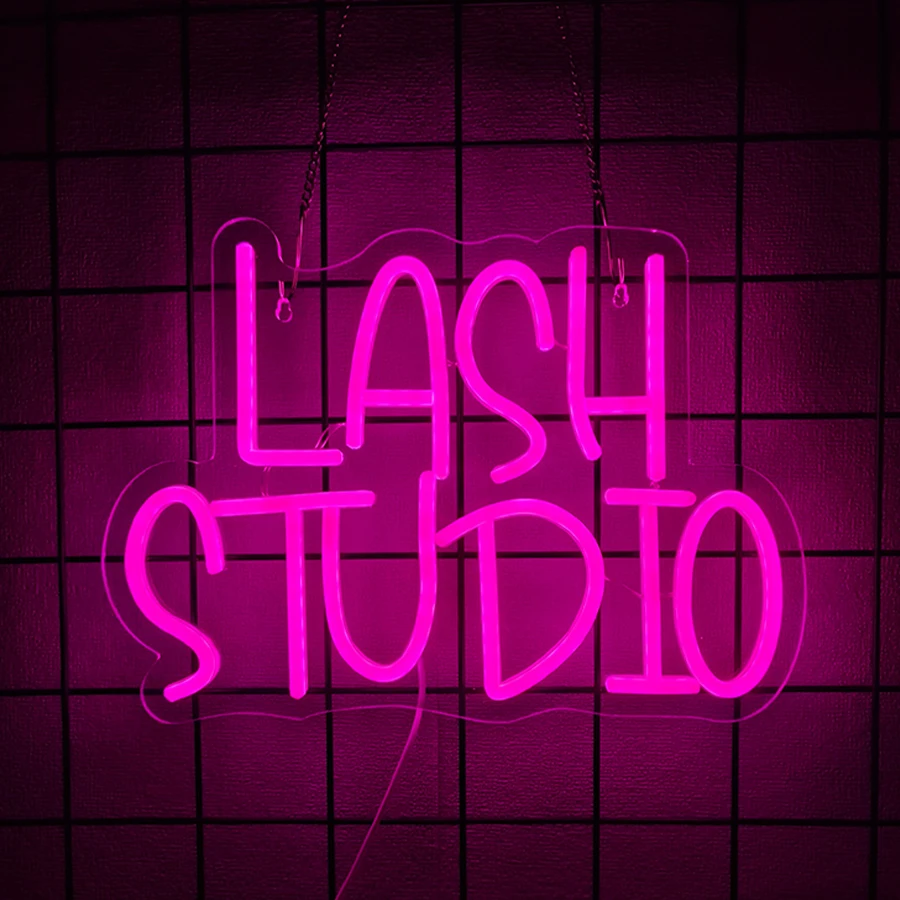 Lash Studio  Letter LED Neon Sign, USB Powered for Eyelashes Room Makeup Studio Wall Decor Gift，Beauty Spa Window Decoration