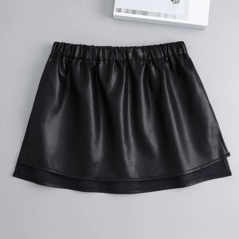 Autumn Winter Shirt Extender Fake Skirts for Womens PU Leather Detachable Undershirt Tail Blouse Hem Girls Mini Skirt Fake Hem