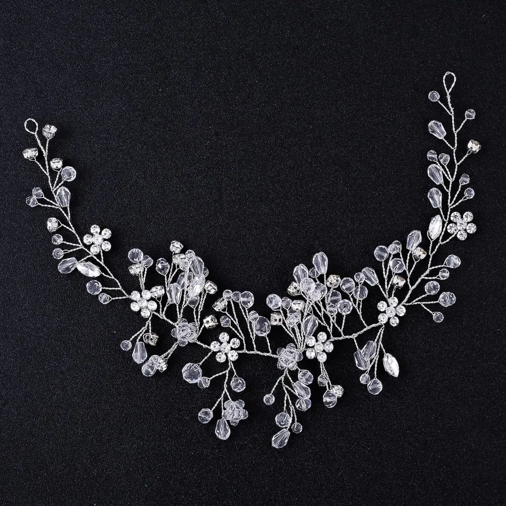 أنيقة حجر الراين العروس غطاء الرأس تألق زهرة التصوير عقال اليدوية النمط الفرنسي الزفاف إكليل الشعر مجوهرات #2