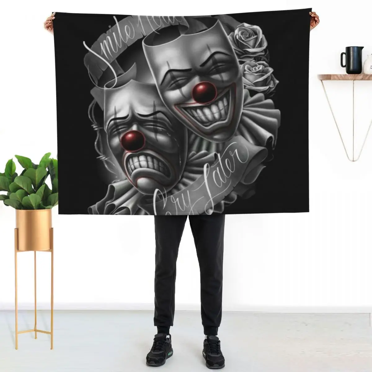 

Smile now cry later clown faces Throw Blanket Flannel Fleece Soft Warm Throw Blanket