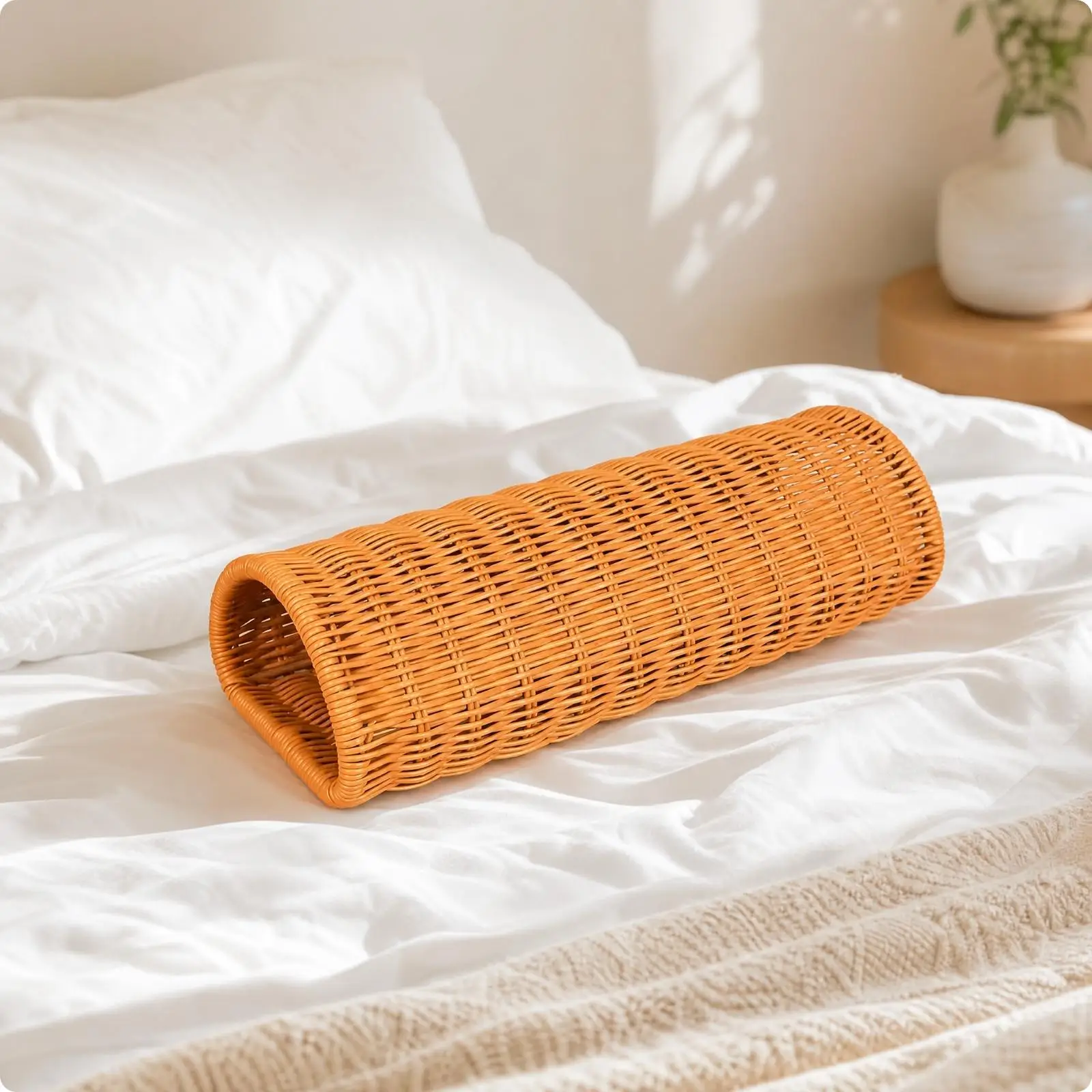 Ventilated Rattan Neck Support Pillow for Reclining Comfort Hollow Core Design Washable Lightweight Cushion for Desk and Home
