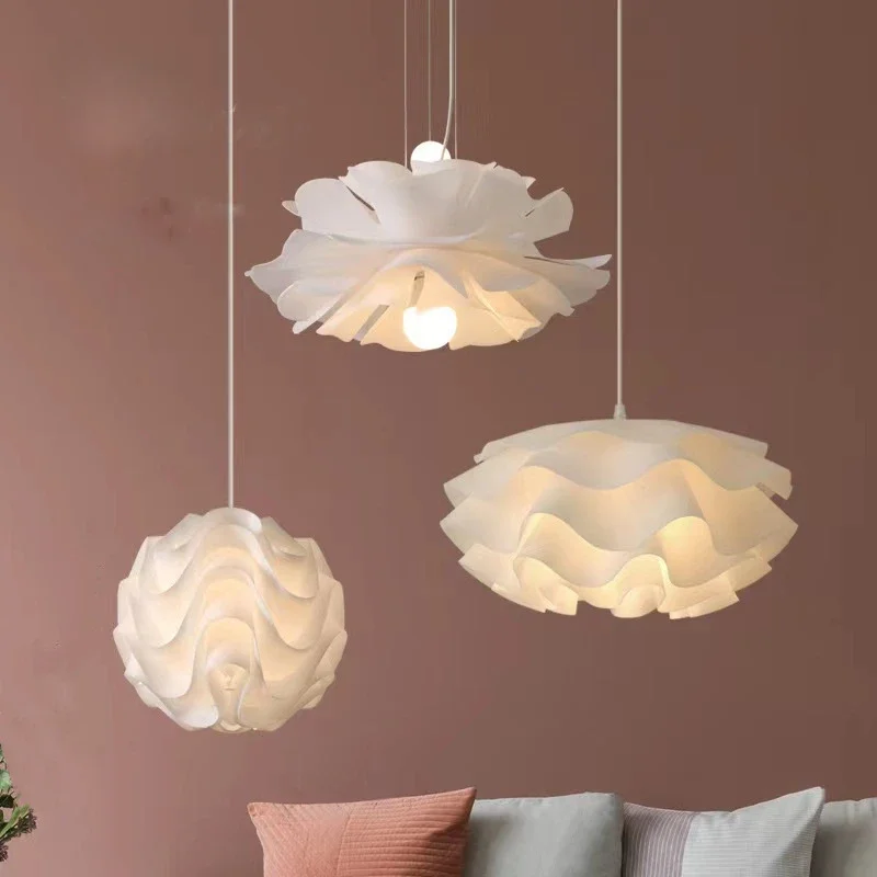 White Acryl Pendant Lamp Creative Petal Suspension Light Cafe Bakery Bar Hotel Living Bedroom Flower Hanging Ceiling Chandelier