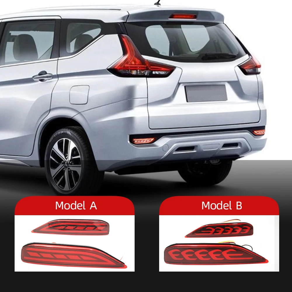 Car Flashing 2PCS Tail Rear Bumper Light Lamp LED Rear Bumper Reflector Brake Light Lamp For Mitsubishi xpander 2017 2018 2019