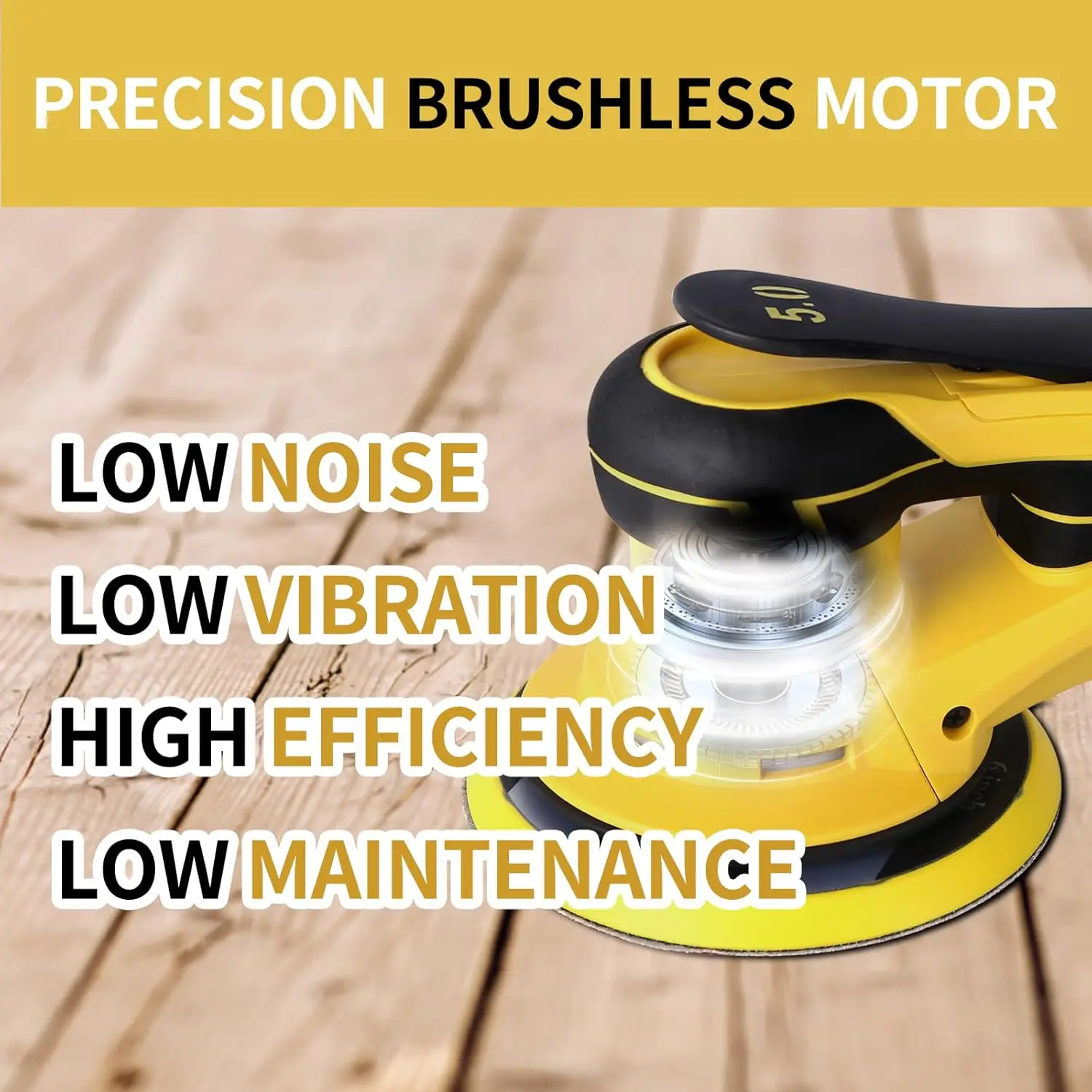 Electric Random Orbital Sander Brushless Motor Powerful 350W Polisher Sander 6-Inch 10000 Rpm Variable Speed Tool For Sanding