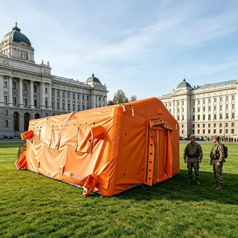 export orange emergency inflatable tent
