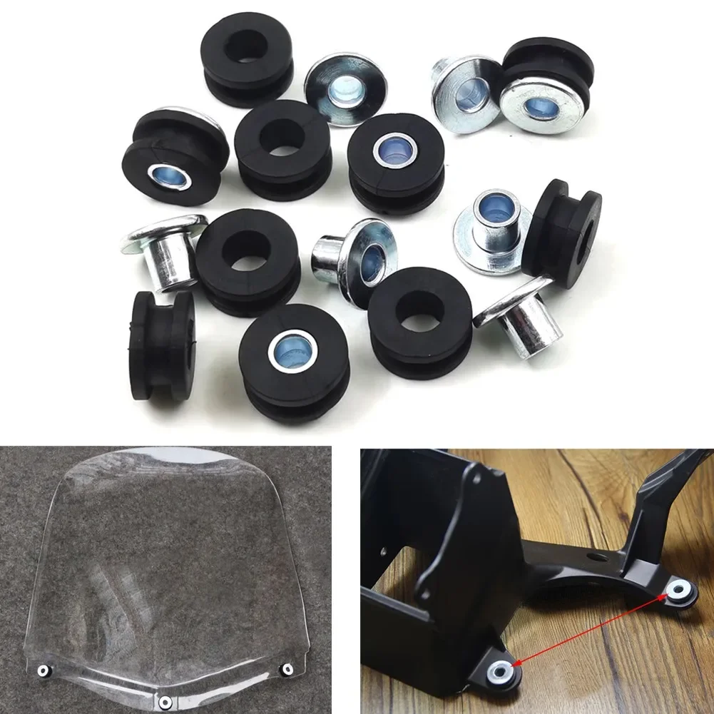 1Set M6 Rubber Steel Grommet Washer For Motorcycle Windshield Fairing Headlight Mudguard For Honda Suzuki Yamaha Kawasaki