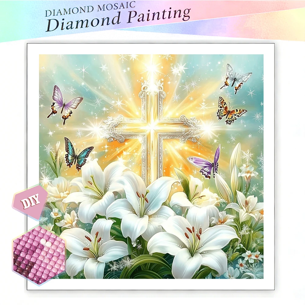 EverShine Kit de Pintura de Diamantes DIY, Bordado de Cruz, Flor de Lirio, Taladro Cuadrado/Redondo Completo, Mosaico de Mariposas, Manualidades, Regalo Hecho a Mano