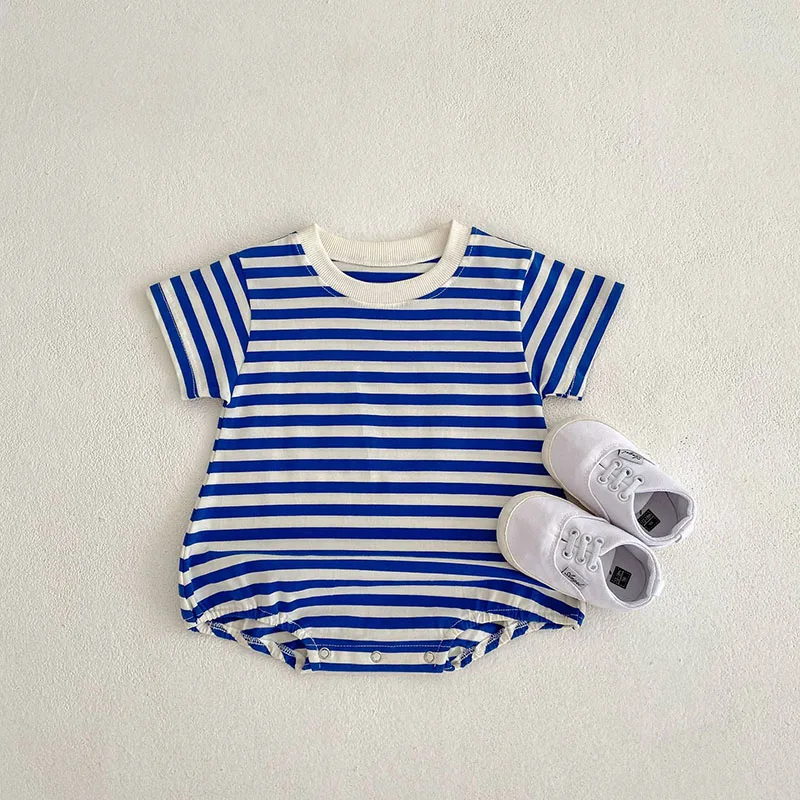 MILANCEL 2023 Summer Baby Bodysuits Striped Girls One Piece  Short Sleeve Boys Clothing