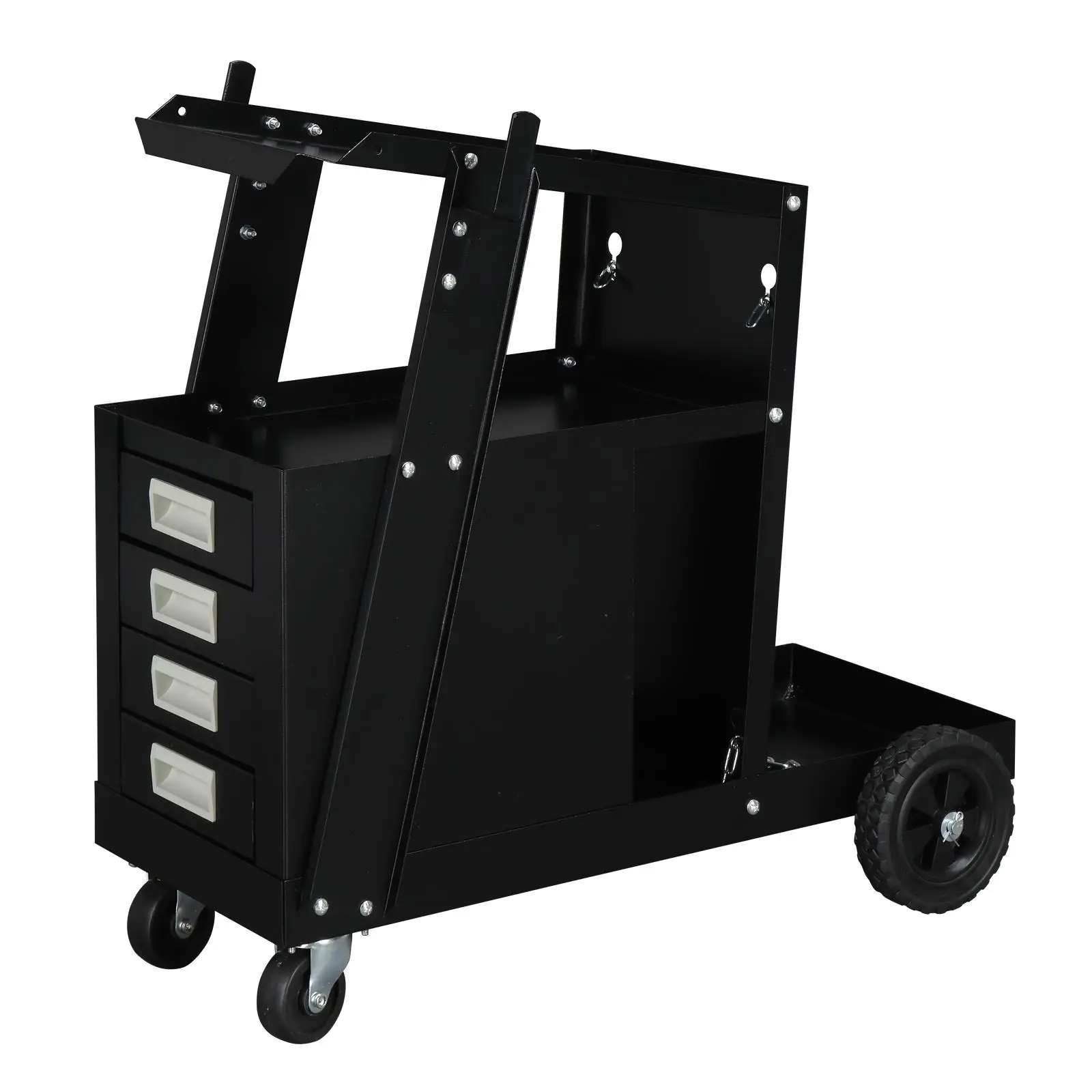 

4-Drawer Steel Welding Cart on Wheels - Portable Black Tool Storage Solution