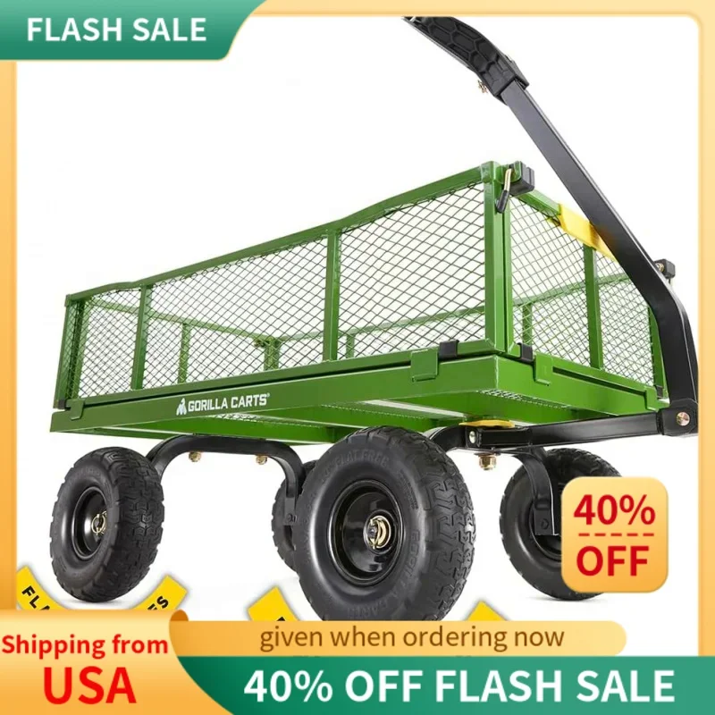 

Gorilla Carts 4 Cu. Steel Utility Cart with No-Flat Tires, Green (Amazon Exclusive)