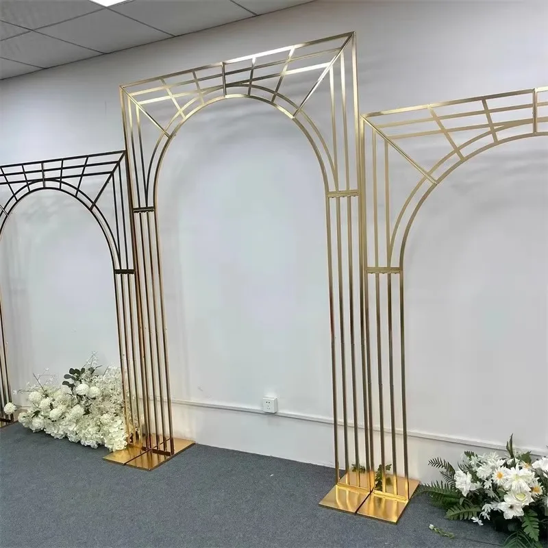 Banhado a ouro Linha Multi Bar Tela Arco, Frame do fundo, Decoração do casamento Suprimentos, Novo, 3Pcs