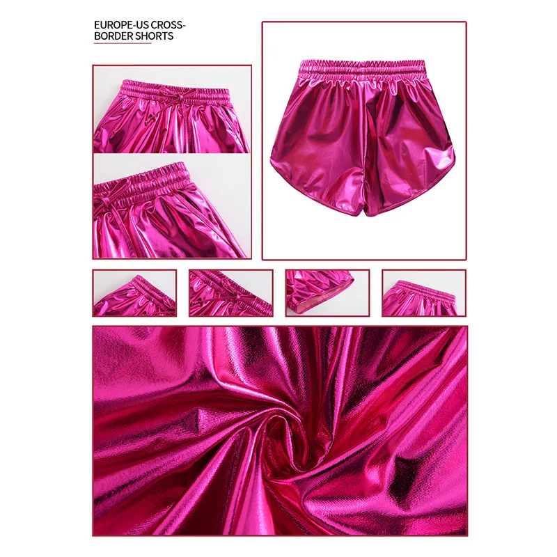Kind Jungen Mädchen Glänzende Tanzen Mini Shorts Metallic Spandex Moderne Jazz Hip Hop Shorts Bühnenkostüm Straßenhose