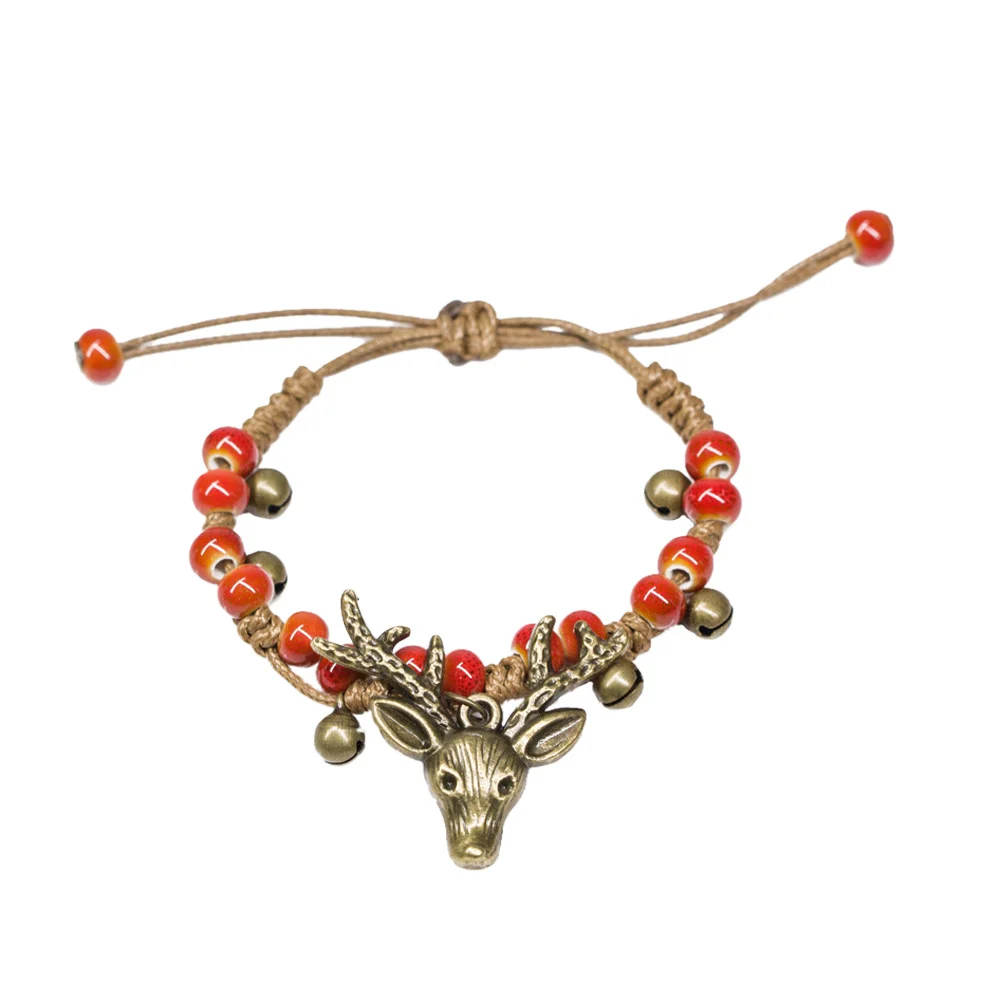 

12-28Cm Ceramic Beads Vintage Bohemian Bracelet For Women Ceramic Bracelet Girls Deer Antler Design Gift