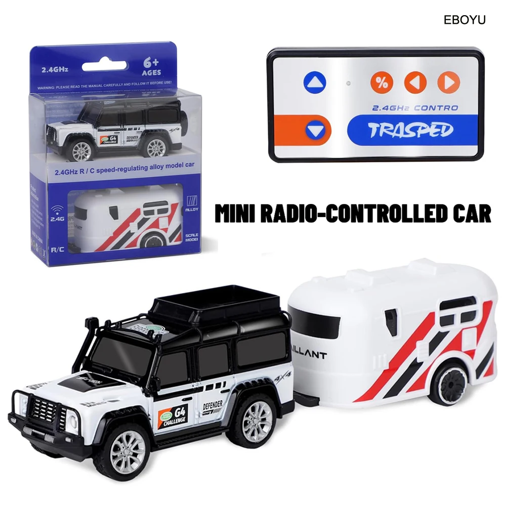 Mini RC Car 2.4Ghz 1:64 Adjustable Speed Mini Alloy Off-Road Remote Control Trailer Vehicle Gift Toys for Kids