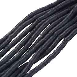 Flat Round Eco-Friendly Handmade Polymer Clay Beads Disc Heishi Beads for Hawaiian Earring Bracelet Jewelry Making Black